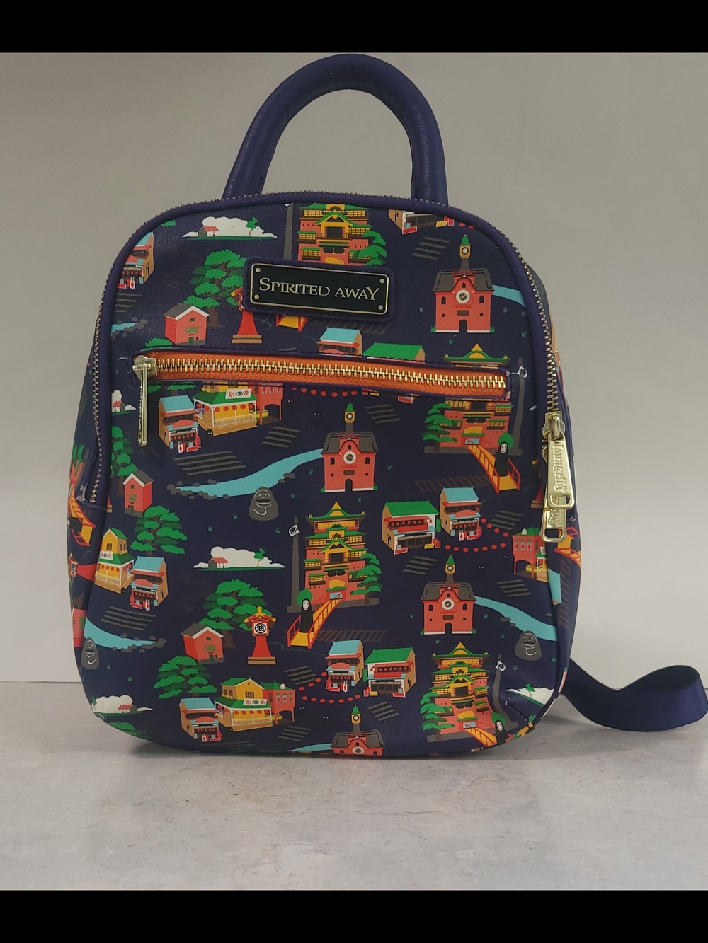 Spirited Away Mini Backpack - Navy with Multicolor Print